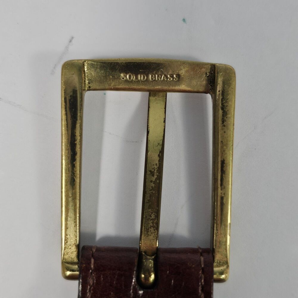 Martin Dingman Men 36 Alligator Grain Calfskin Belt Solid Brass Buckle Brown USA - Picture 4 of 7